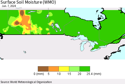 Canada Surface Soil Moisture (WMO) Thematic Map For 1/1/2024 - 1/7/2024