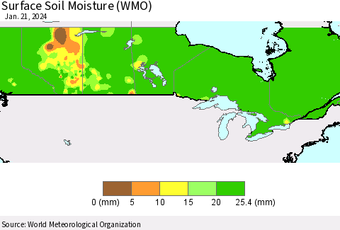 Canada Surface Soil Moisture (WMO) Thematic Map For 1/15/2024 - 1/21/2024