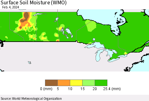 Canada Surface Soil Moisture (WMO) Thematic Map For 1/29/2024 - 2/4/2024