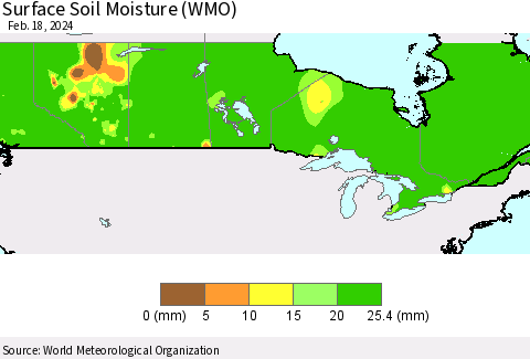 Canada Surface Soil Moisture (WMO) Thematic Map For 2/12/2024 - 2/18/2024