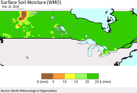 Canada Surface Soil Moisture (WMO) Thematic Map For 2/19/2024 - 2/25/2024