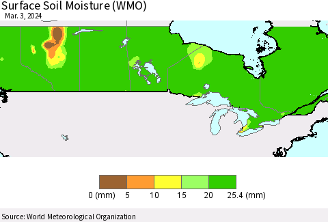 Canada Surface Soil Moisture (WMO) Thematic Map For 2/26/2024 - 3/3/2024