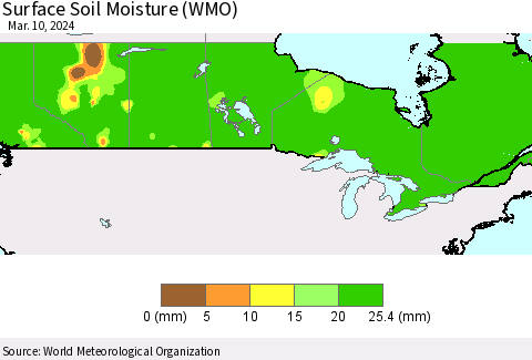 Canada Surface Soil Moisture (WMO) Thematic Map For 3/4/2024 - 3/10/2024
