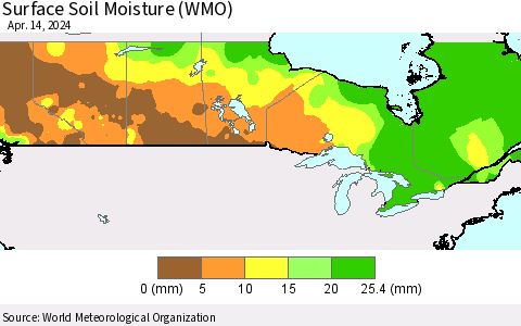 Canada Surface Soil Moisture (WMO) Thematic Map For 4/8/2024 - 4/14/2024