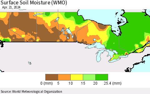 Canada Surface Soil Moisture (WMO) Thematic Map For 4/15/2024 - 4/21/2024