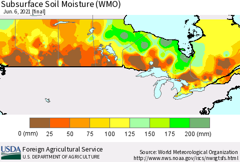 Canada Subsurface Soil Moisture (WMO) Thematic Map For 5/31/2021 - 6/6/2021