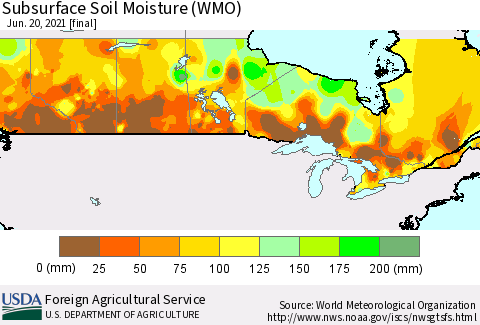 Canada Subsurface Soil Moisture (WMO) Thematic Map For 6/14/2021 - 6/20/2021