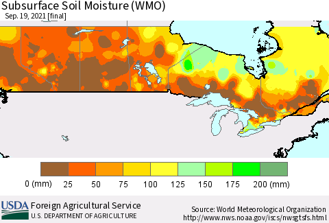 Canada Subsurface Soil Moisture (WMO) Thematic Map For 9/13/2021 - 9/19/2021