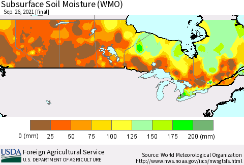 Canada Subsurface Soil Moisture (WMO) Thematic Map For 9/20/2021 - 9/26/2021