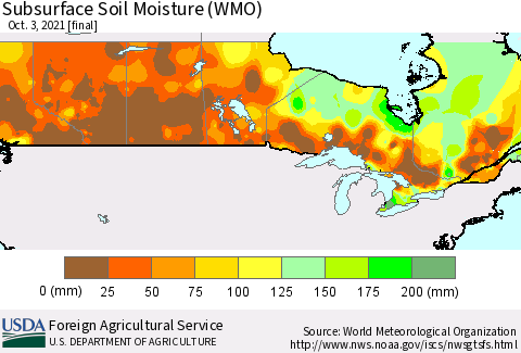 Canada Subsurface Soil Moisture (WMO) Thematic Map For 9/27/2021 - 10/3/2021