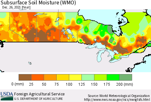 Canada Subsurface Soil Moisture (WMO) Thematic Map For 12/20/2021 - 12/26/2021
