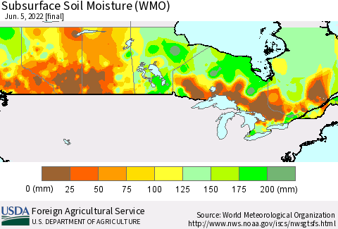 Canada Subsurface Soil Moisture (WMO) Thematic Map For 5/30/2022 - 6/5/2022
