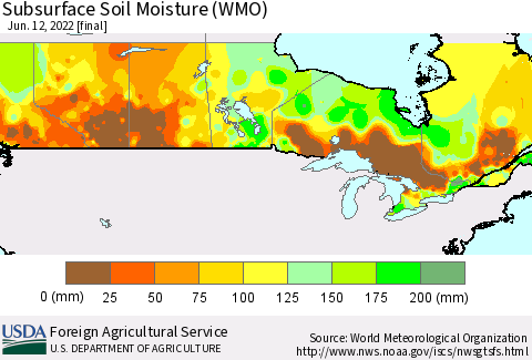 Canada Subsurface Soil Moisture (WMO) Thematic Map For 6/6/2022 - 6/12/2022