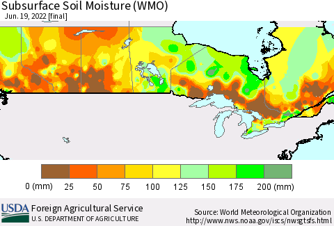 Canada Subsurface Soil Moisture (WMO) Thematic Map For 6/13/2022 - 6/19/2022