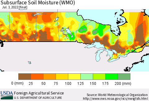 Canada Subsurface Soil Moisture (WMO) Thematic Map For 6/27/2022 - 7/3/2022