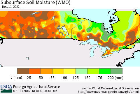Canada Subsurface Soil Moisture (WMO) Thematic Map For 12/5/2022 - 12/11/2022