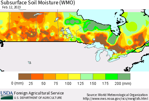 Canada Subsurface Soil Moisture (WMO) Thematic Map For 2/6/2023 - 2/12/2023
