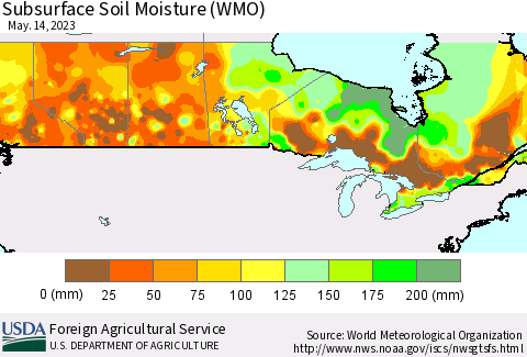 Canada Subsurface Soil Moisture (WMO) Thematic Map For 5/8/2023 - 5/14/2023