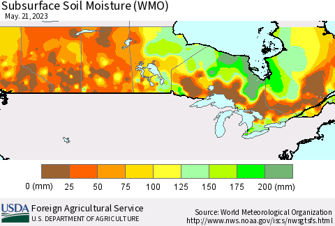 Canada Subsurface Soil Moisture (WMO) Thematic Map For 5/15/2023 - 5/21/2023
