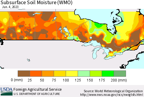 Canada Subsurface Soil Moisture (WMO) Thematic Map For 5/29/2023 - 6/4/2023
