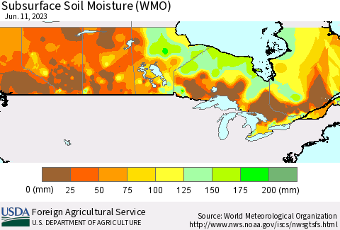 Canada Subsurface Soil Moisture (WMO) Thematic Map For 6/5/2023 - 6/11/2023