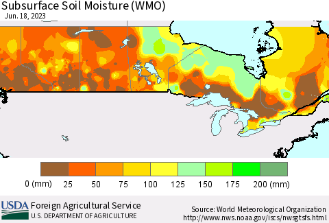 Canada Subsurface Soil Moisture (WMO) Thematic Map For 6/12/2023 - 6/18/2023