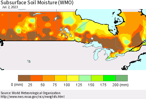Canada Subsurface Soil Moisture (WMO) Thematic Map For 6/26/2023 - 7/2/2023
