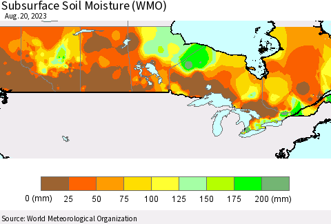 Canada Subsurface Soil Moisture (WMO) Thematic Map For 8/14/2023 - 8/20/2023