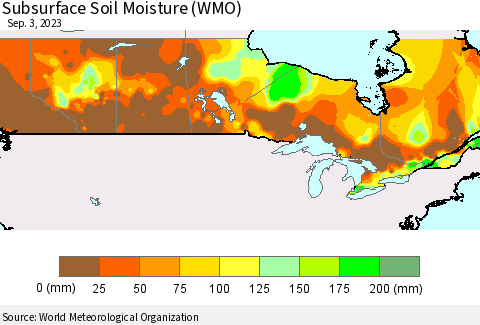 Canada Subsurface Soil Moisture (WMO) Thematic Map For 8/28/2023 - 9/3/2023