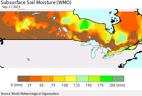 Canada Subsurface Soil Moisture (WMO) Thematic Map For 9/11/2023 - 9/17/2023