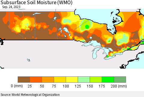 Canada Subsurface Soil Moisture (WMO) Thematic Map For 9/18/2023 - 9/24/2023