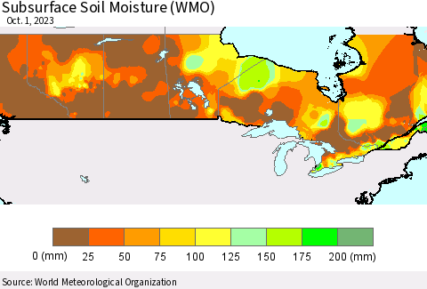 Canada Subsurface Soil Moisture (WMO) Thematic Map For 9/25/2023 - 10/1/2023