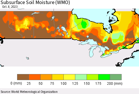 Canada Subsurface Soil Moisture (WMO) Thematic Map For 10/2/2023 - 10/8/2023