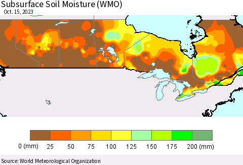Canada Subsurface Soil Moisture (WMO) Thematic Map For 10/9/2023 - 10/15/2023