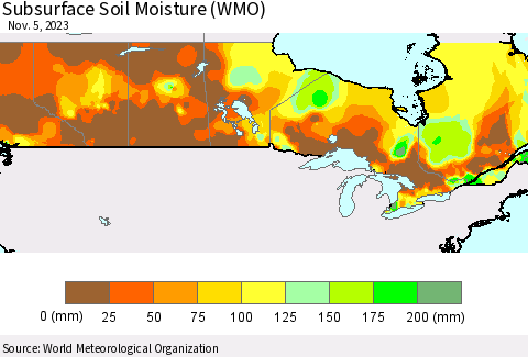 Canada Subsurface Soil Moisture (WMO) Thematic Map For 10/30/2023 - 11/5/2023