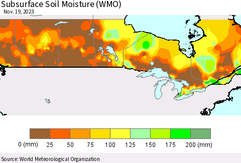 Canada Subsurface Soil Moisture (WMO) Thematic Map For 11/13/2023 - 11/19/2023
