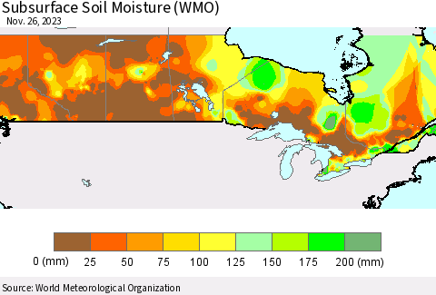 Canada Subsurface Soil Moisture (WMO) Thematic Map For 11/20/2023 - 11/26/2023