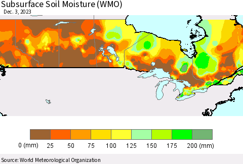 Canada Subsurface Soil Moisture (WMO) Thematic Map For 11/27/2023 - 12/3/2023