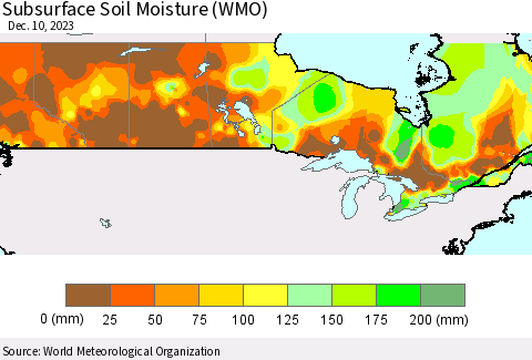 Canada Subsurface Soil Moisture (WMO) Thematic Map For 12/4/2023 - 12/10/2023