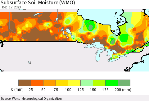 Canada Subsurface Soil Moisture (WMO) Thematic Map For 12/11/2023 - 12/17/2023