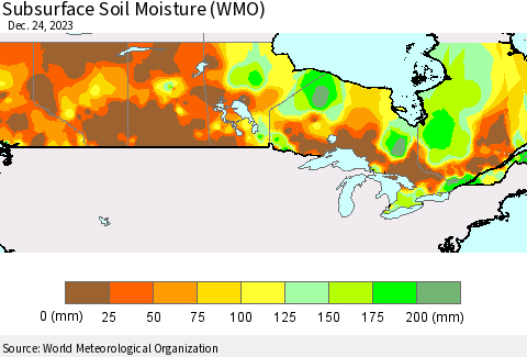 Canada Subsurface Soil Moisture (WMO) Thematic Map For 12/18/2023 - 12/24/2023