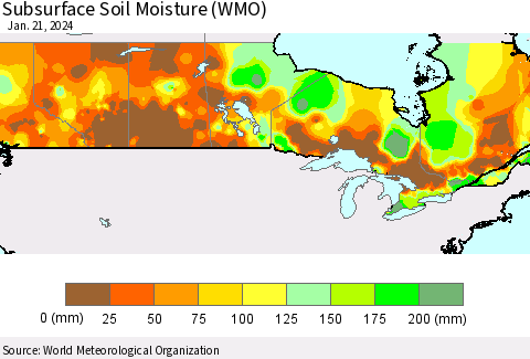 Canada Subsurface Soil Moisture (WMO) Thematic Map For 1/15/2024 - 1/21/2024