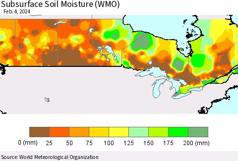 Canada Subsurface Soil Moisture (WMO) Thematic Map For 1/29/2024 - 2/4/2024