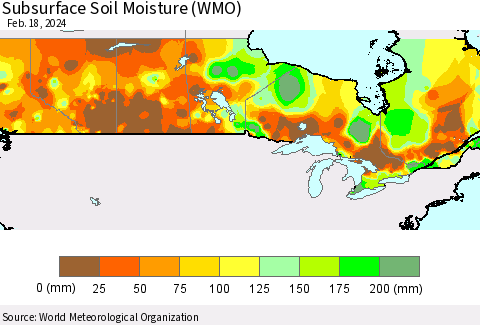 Canada Subsurface Soil Moisture (WMO) Thematic Map For 2/12/2024 - 2/18/2024