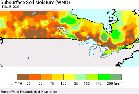 Canada Subsurface Soil Moisture (WMO) Thematic Map For 2/19/2024 - 2/25/2024