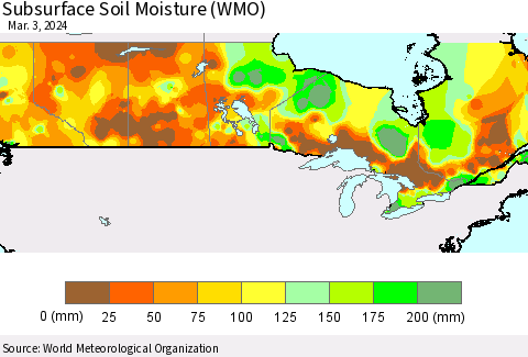 Canada Subsurface Soil Moisture (WMO) Thematic Map For 2/26/2024 - 3/3/2024
