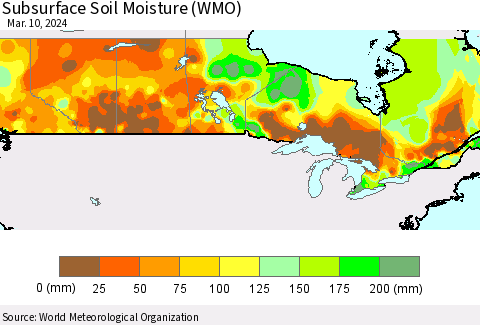 Canada Subsurface Soil Moisture (WMO) Thematic Map For 3/4/2024 - 3/10/2024