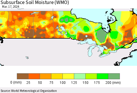 Canada Subsurface Soil Moisture (WMO) Thematic Map For 3/11/2024 - 3/17/2024