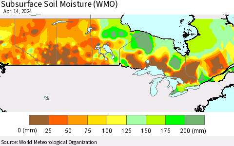 Canada Subsurface Soil Moisture (WMO) Thematic Map For 4/8/2024 - 4/14/2024