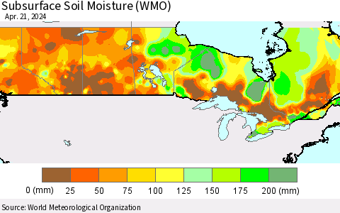 Canada Subsurface Soil Moisture (WMO) Thematic Map For 4/15/2024 - 4/21/2024